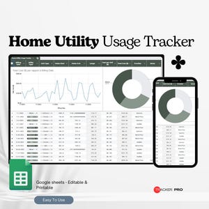 Home Utility Usage Tracker Google Sheets, Electricity Gas Water Log, Monthly Utility Bill Monitoring Spreadsheet Template Google Sheets