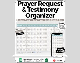 Prayer Journal Spreadsheet Google Sheets Template, Prayer Request & Answered Prayer Log with Follow Ups, Faith Testimony Tracker, Printable