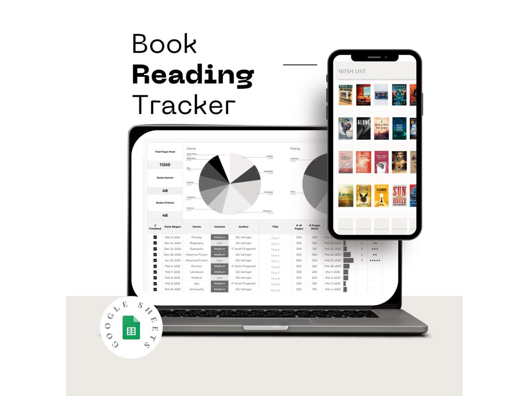 Book Tracker Spreadsheet for Google Sheets | Reading Log & Book Review ...