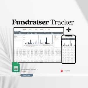 Fundraiser Tracker Spreadsheet Template, Fundraising Template Google Sheets, Sports Donations Form School Excel Nonprofit Organization Sheet