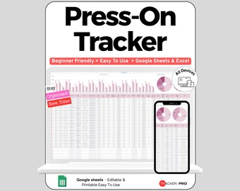Press-On Nail Business Tracker Google Sheets, Custom Nail Set Order and Sizing Log, Inventory Pricing Spreadsheet for Press On Sellers Tool