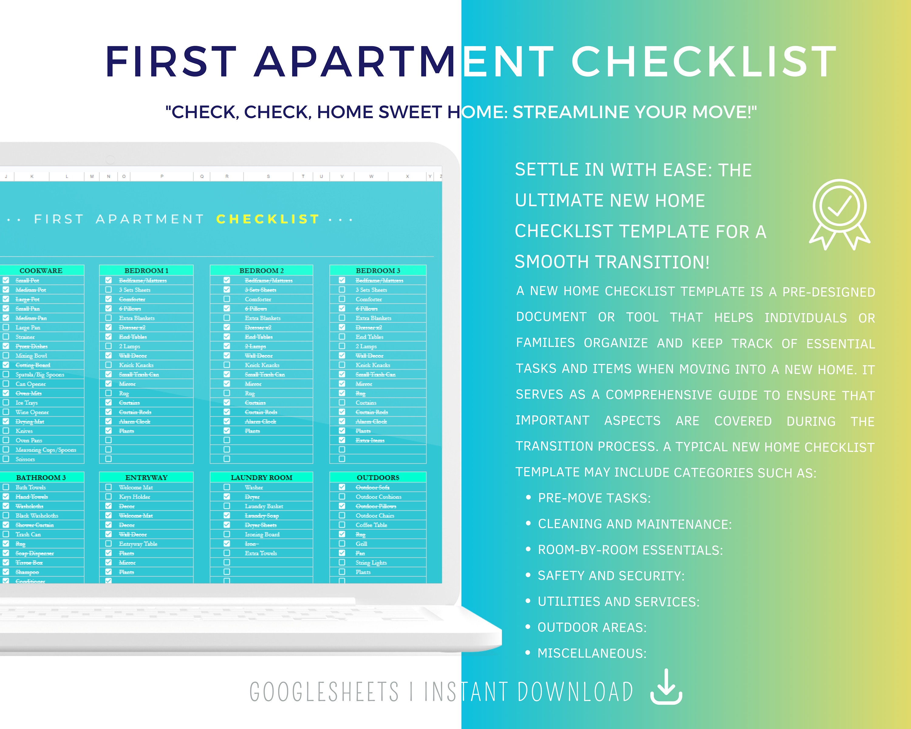 New Apartment Checklist Planner Template Excel Spreadsheet First New Apartment Checklist Planner Template Excel Spreadsheet First