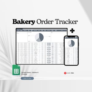 Plantilla de seguimiento de pedidos de panadería, registro de seguimiento de pedidos de cupcakes, formulario de seguimiento de pedidos de pasteles, hoja de cálculo de pedidos de galletas, seguimiento de pedidos de comida en Google Sheets