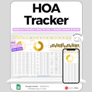HOA Dues & Compliance Tracker Google Sheets, Homeowners Association Fee Log, HOA Rules Checklist Property Management Template, Excel Sheet