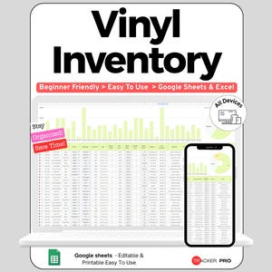 Vinyl and HTV Craft Inventory Tracker Google Sheets, Craft Vinyl Roll Scrap Organizer, HTV Color & Project Log Spreadsheet for Crafters
