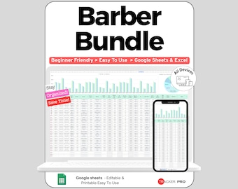 Barber Shop Business Bundle Google Sheets, Barber Client and Appointment Tracker, Chair Rental Income Log Spreadsheet for Barbers, Grooming