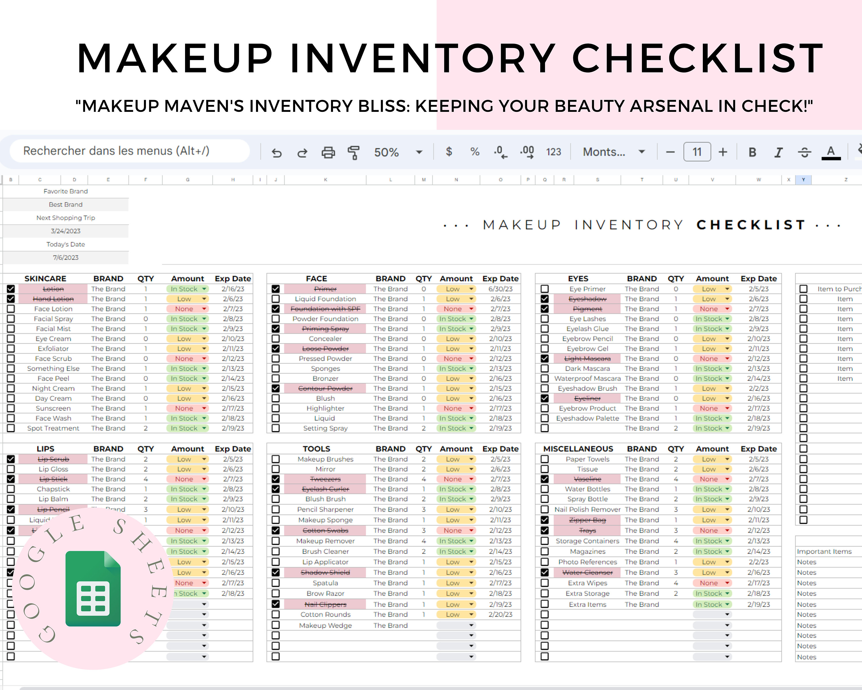 Makeup Inventory Management, Makeup Artist, Makeup Planner, Makeup Collection Organizer