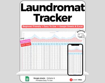 Laundromat Business Tracker Google Sheets, Laundry Machine Revenue Repair Log, Utility Cost & Coin Count Spreadsheet for Owners, Passive