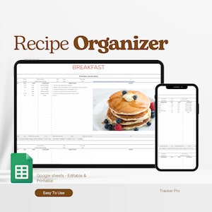 Recipe Organizer Spreadsheet | Recipe Organizer, Google Sheets, Recipe Log, Digital Recipe Book
