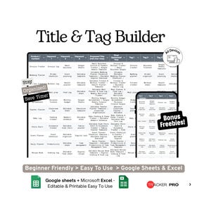 Google Sheets-Vorlage zur Erstellung von Titeln und Schlagwörtern (Etsy SEO, Produkttitel und Keyword-Planung) Excel