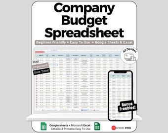 Company Budget Spreadsheet, Small Business Budget Template Google Sheets, Business Expense Tracker, Business Finance Budget Planner Excel