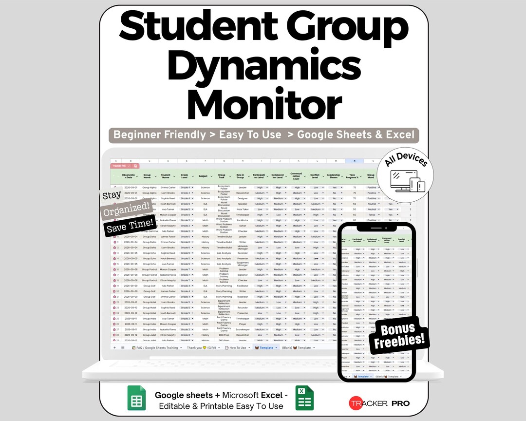 Group Dynamics Spreadsheet for Google Sheets and Excel Collaboration ...