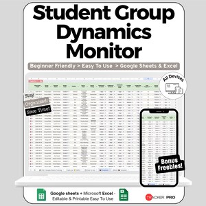 Group Dynamics Spreadsheet for Google Sheets and Excel Collaboration Tracking and Classroom Dashboard Editable