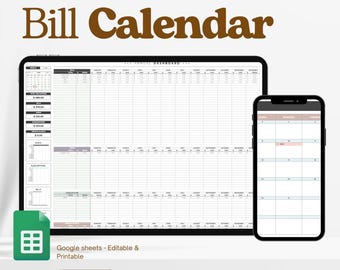 Bill Pay Tracker, Monthly, Bill Tracker, Bill Checklist, Bill Calendar, Expense Tracker, Budget Planner, Budget Spreadsheet, Monthly Finance