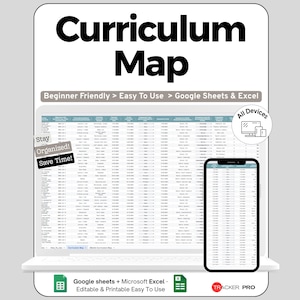 Curriculum Mapping Sheet Google Sheets , Track Curriculum Plans, Subjects, Education Goals, Student Outcomes, Teacher Organization, Planner