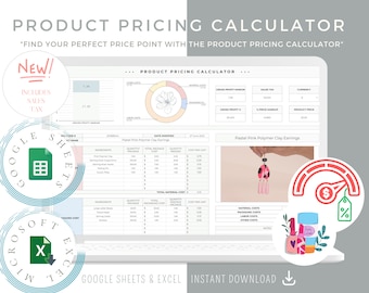 Prijscalculator spreadsheet, Prijs handgemaakte producten Google Sheet sjabloon, Productprijscalculator, Prijsgids, Prijswerkblad