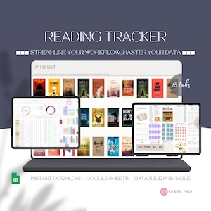 Reading Tracker Spreadsheet Google Sheets Digital Library Book Tracker Book Review Reading Spreadsheet Book Spreadsheet