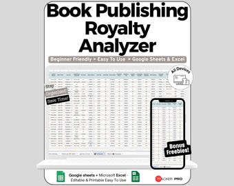 Book Royalty Tracker Spreadsheet Google Sheets Template, Author Income Log by Retailer Format & Territory, Self Publishing Sales Dashboard