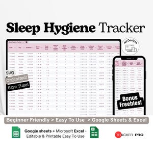 Sleep Hygiene Tracker Google Excel, Bedtime Routine Log, Sleep Quality Journal, Nightly Sleep Score Sheet, Wellness Google Sheets Template