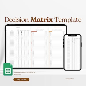 Decision Matrix Template - Google Sheets Template, Priority Task Management, Spreadsheet Tasks Prioritization, Eisenhower Decision Matrix