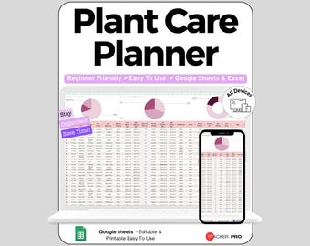 Plant Care Tracker Google Sheets Template, Houseplant Watering Schedule & Plant Collection Log, Indoor Plant Care Journal, Digital Download
