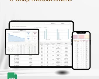 Weight Loss Tracker Spreadsheet for Google Sheets, Weight Loss Planner, Daily Weekly Weigh-in Chart, Body Measurement Log, Weight Journal