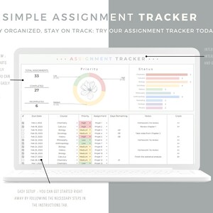 Assignment Tracker Google Sheets and Excel Spreadsheet Template ...