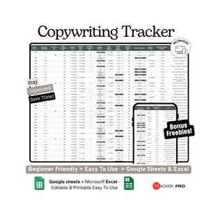 Copywriting Project Excel Google Sheets, Manage Client Briefs, Deadlines, Revisions, Feedback, Payments, Deliverables, Freelance Tasks