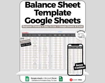 Balance Sheet Template Google Sheets, Small Business Financial Statement with Assets Liabilities & Equity, Monthly Snapshot Ratio Dashboard
