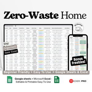 Zero-Waste Home Planner Google Excel, Eco-Friendly Lifestyle Tracker, Sustainability Checklist, Minimal Waste Template Google Sheets