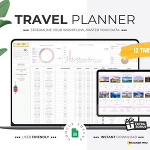 Travel Planner Excel Spreadsheet, Travel Budget Google Sheets, Travel Planning Accommodations, Trip Itinerary, Vacation Plans Google Doc