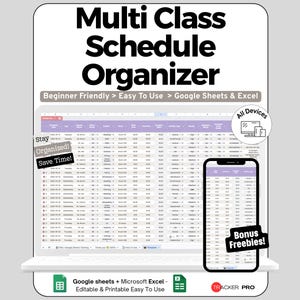Multi Class Schedule Spreadsheet for Google Sheets and Excel Period Planning and Teacher Dashboard Editable