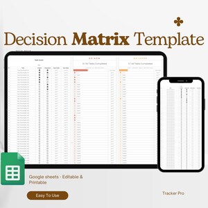 Decision Matrix Template - Google Sheets Template, Priority Task ...
