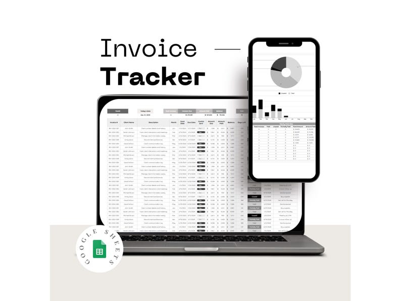 Invoice Tracker Spreadsheet for Google Sheets Business Payment Tracking ...