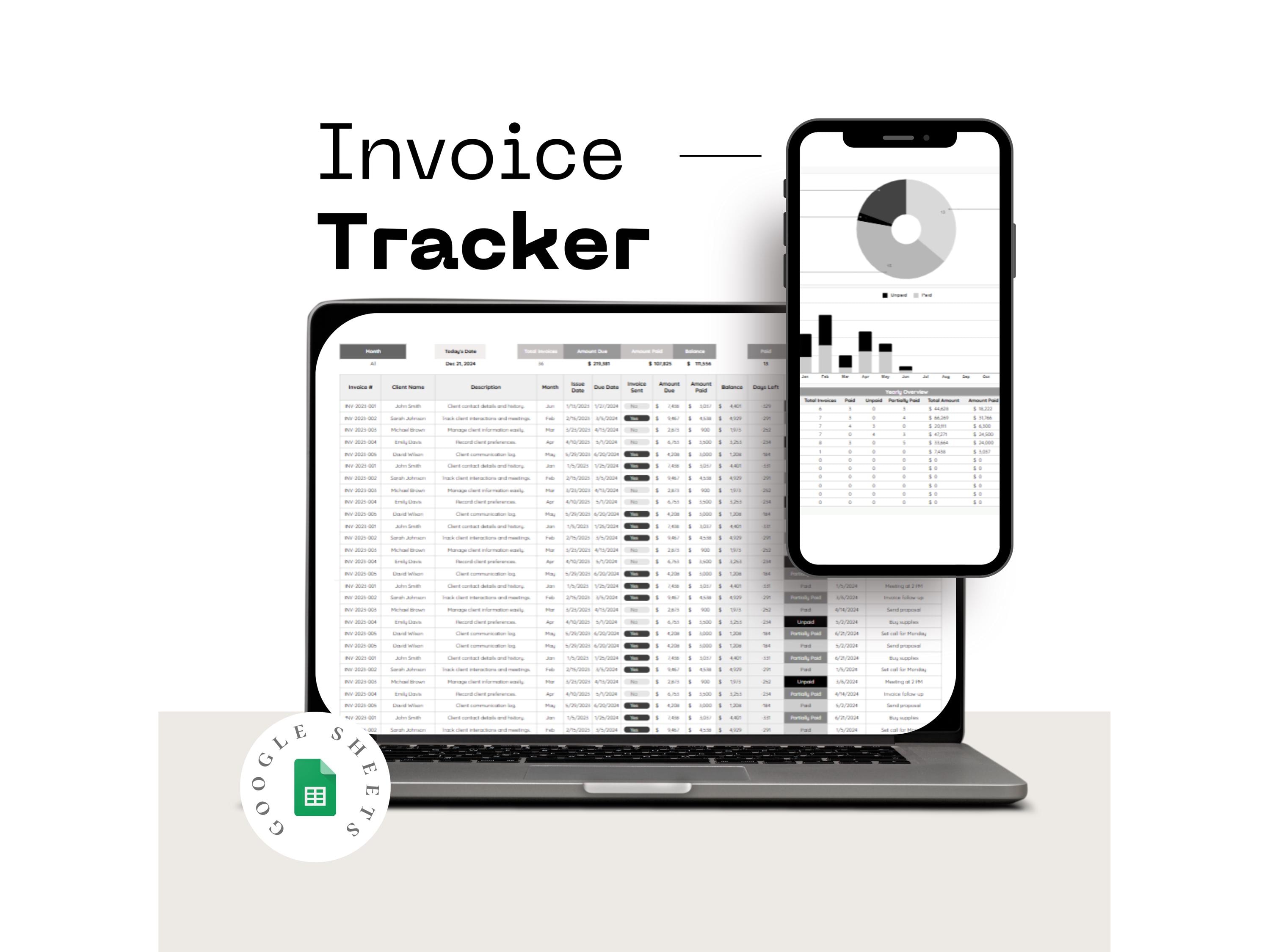 Invoice Tracker Spreadsheet for Google Sheets Business Payment Tracking ...