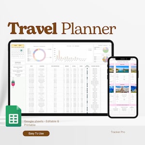 Travel Planner Excel Spreadsheet, Travel Budget Google Sheets, Travel Planning Accommodations, Trip Itinerary, Vacation Plans Google Doc