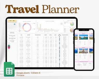 Travel Planner Excel Spreadsheet, Travel Budget Google Sheets, Travel Planning Accommodations, Trip Itinerary, Vacation Plans Google Doc