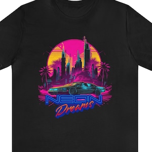 Cyberpunk Neon Tshirt, Retro futuristische 80er Jahre Kleidung