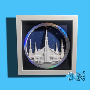 Dallas Texas LDS Temple 3D Shadow Box