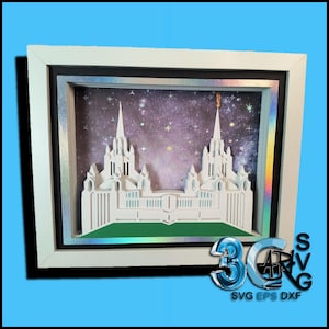 San Diego California LDS Temple 3D Shadow Box do ramki 8x10