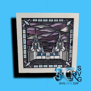 Caja de sombras 3D del templo de vidrieras de San Diego, California