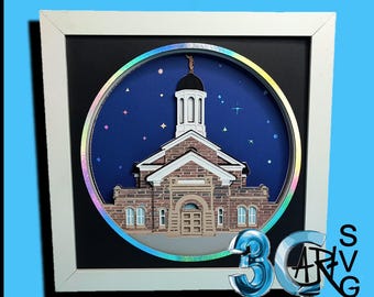 Vernal Utah Temple Front View LDS Temple 3D Shadow Box