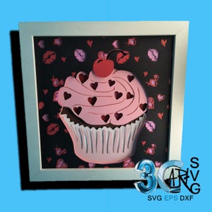 Scatola con ombra 3D Cupcake Kisses