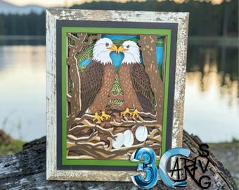 Eagles Nesting 3D Shadow Box Digital Download for Cricut for Silhouette