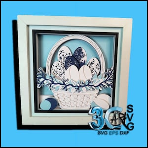 Cesta de ovos de Páscoa Chinoiserie 3D Shadow Box