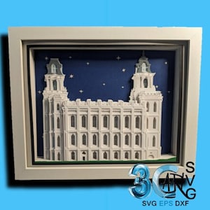 Manti Utah Widok z boku Świątynia 3D Shadow Box