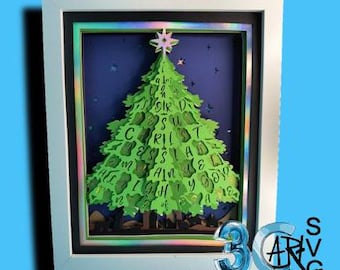 Words of Christ Nativity Tree 3D Shadow Box