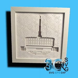 Templo de Provo Utah 1972 Mandala 3D Shadow Box