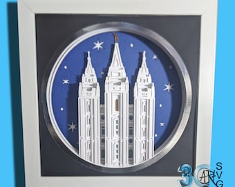 Salt Lake City Temple 3D Shadow Box