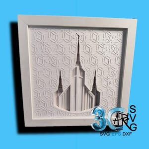 Caja de sombras tridimensional con mandala del templo de Portland, Oregón
